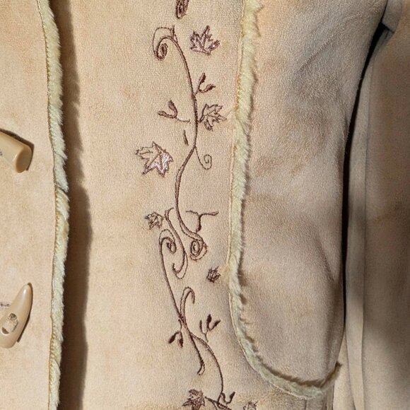 ARSENO CANADA Faux SUEDE & FUR jacket Sz S EMBROIDERIES TOOTH-LIKE buttons A GEM - Picture 4 of 16